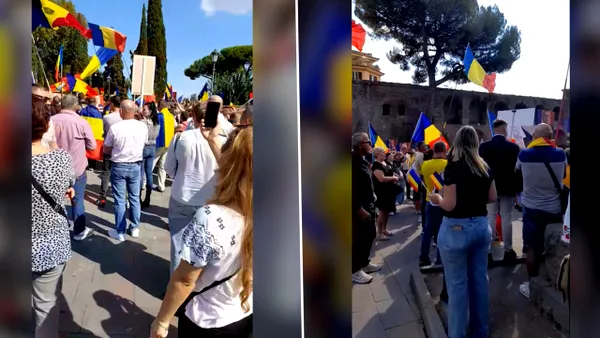 Proteste pentru Călin Georgescu la Roma. Sute de susținători își strigă nemulțumirea și cer eliberarea lui Georgescu: „Jos Guvernul mafiot!”