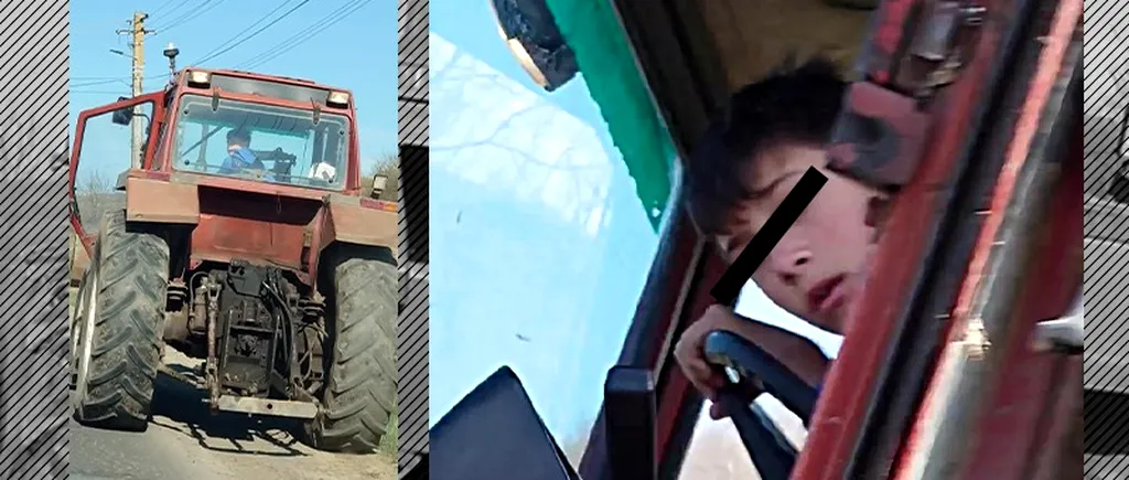 Imagini șocante la Cluj. Un copil a fost surprins conducând un tractor - VIDEO