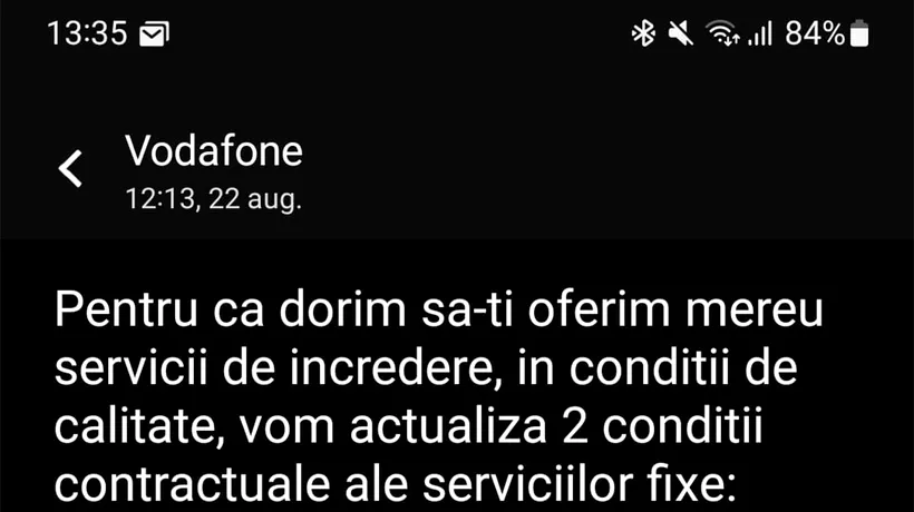 Ce SMS a primit Marius din Ploiești de la Vodafone: „Prețul abonamentului tău va crește cu...”