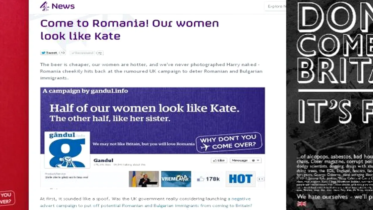 CHANNEL 4, unul dintre cele mai importante posturi TV din Anglia, preia campania GÂNDUL 