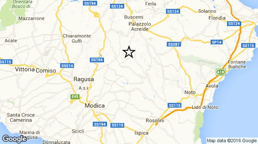 Cutremur de suprafață de 4,6 grade în Sicilia