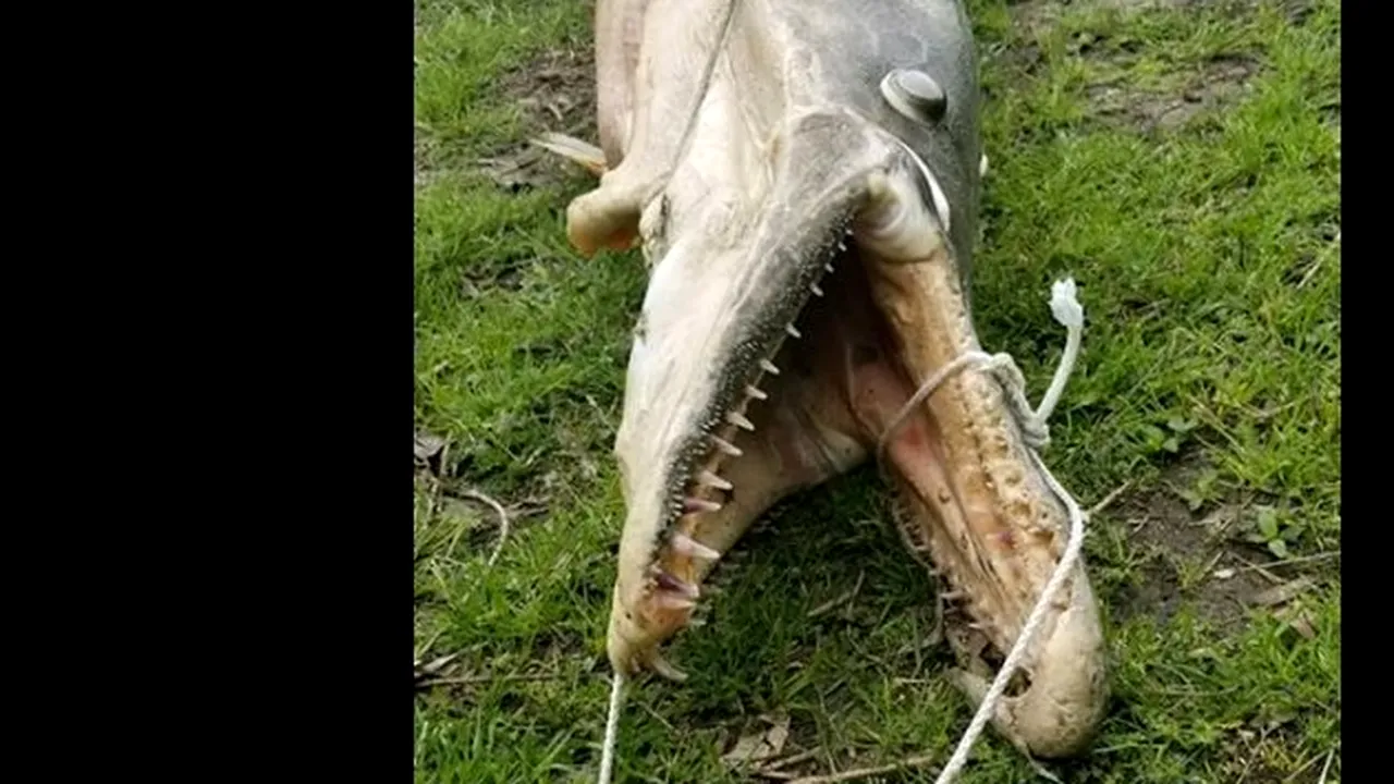 CREATURĂ uriașă scoasă dintr-o lagună în care nu avea ce căuta: „Era un miros care îți întorcea stomacul pe dos