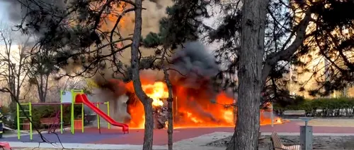 VIDEO | Un loc de joacă din Sectorul 3 a fost incendiat. Pompierii au intervenit imediat la fața locului. Ce a transmis primarul Robert Negoiță