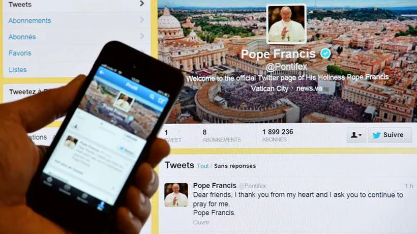 Primul mesaj postat pe Twitter de Papa Francisc