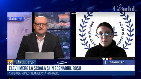 GÂNDUL LIVE. Ana Maria Groza, liderul Asociației Elevilor: Susținem propunerea de organizare fizică a examenelor / Din păcate, învățământul este subfinanțat...