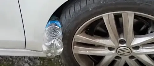 Dacă găsești o sticlă de plastic pusă astfel la roata mașinii, ai face bine să chemi poliția. Înseamnă că sunt pe aproape - VIDEO