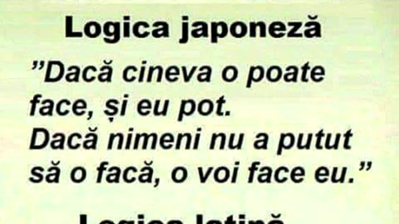 Bancul de sâmbătă | Logică japoneză VS logică latină