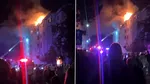 Incendiu puternic la acoperișul unui bloc din Suceava. Pompierii intervin cu cinci autospeciale de stingere