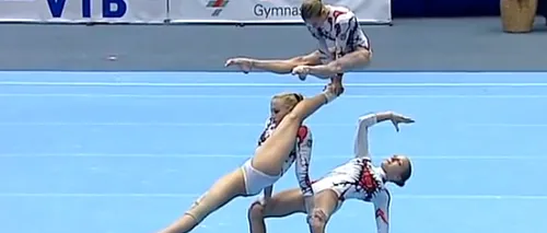 VIDEO: Exercițiu impresionat al acestor trei gimnaste