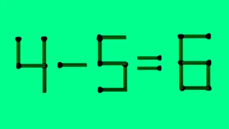 TEST IQ | Mută un singur băț de chibrit pentru a corecta 4 - 5 = 6