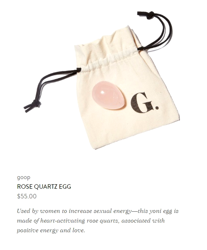 Ou de cuarț vândut de Goop pe internet