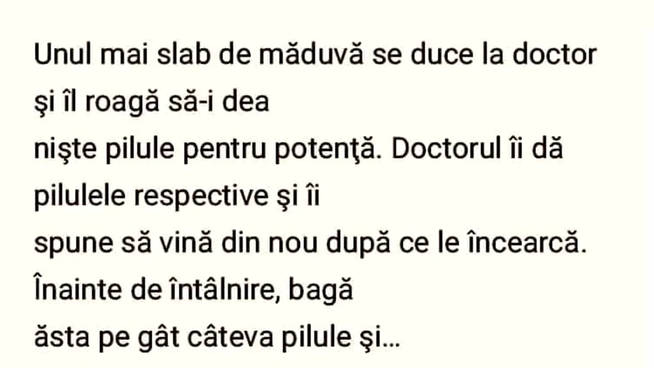 Bancul de sâmbătă | Pilule pentru potență