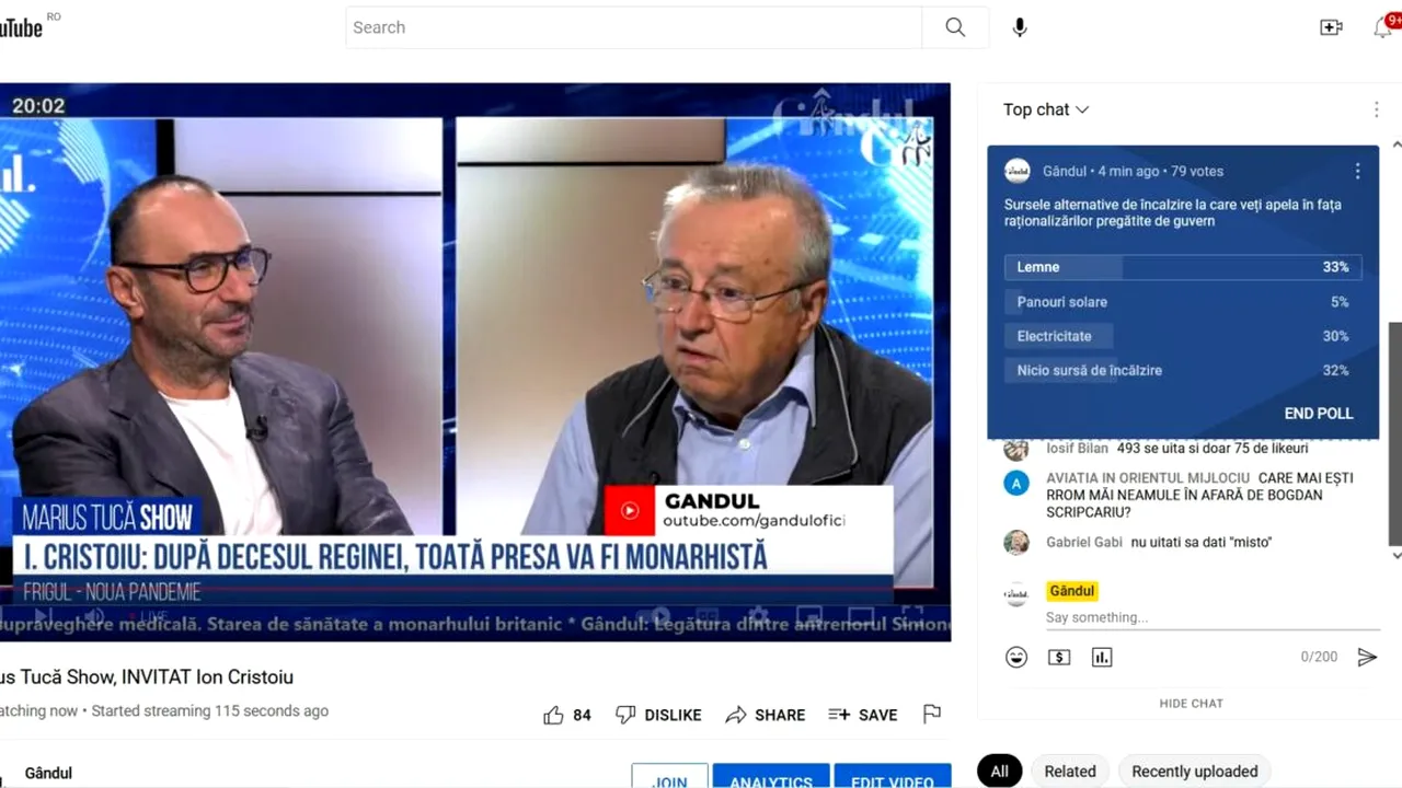 Românii au votat la Marius Tucă Show: Ce surse alternative de încălzire vor folosi în fața raționalizării