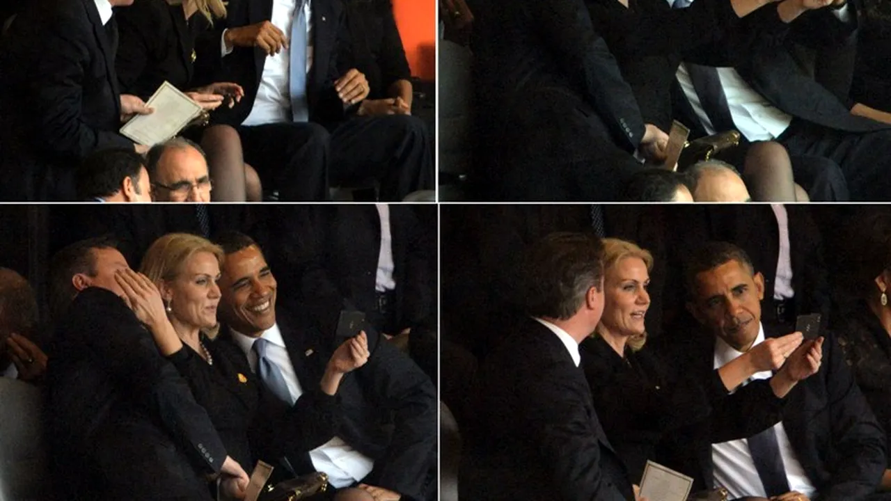 Obama, surprins râzând și atingând-o pe Helle Thorning-Schmidt, în timpul omagierii lui Mandela