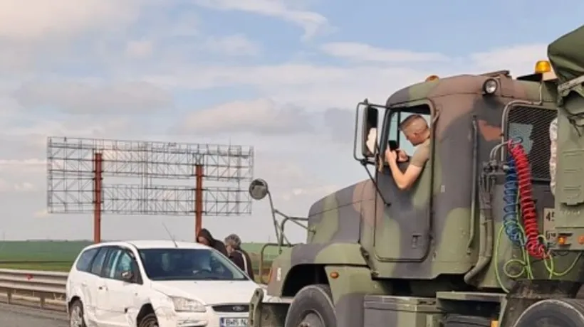 Convoi militar american, implicat într-un accident rutier pe Autostrada Soarelui (VIDEO)