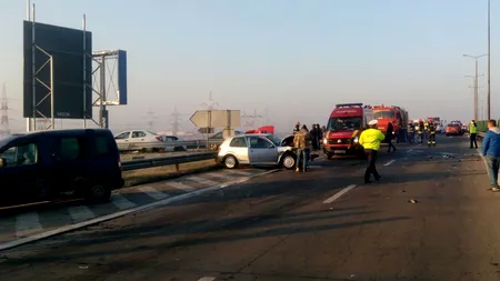 5 răniți, dintre care unul grav, după ce un TIR a intrat într-o mașină pe autostrada Sibiu-Orăștie