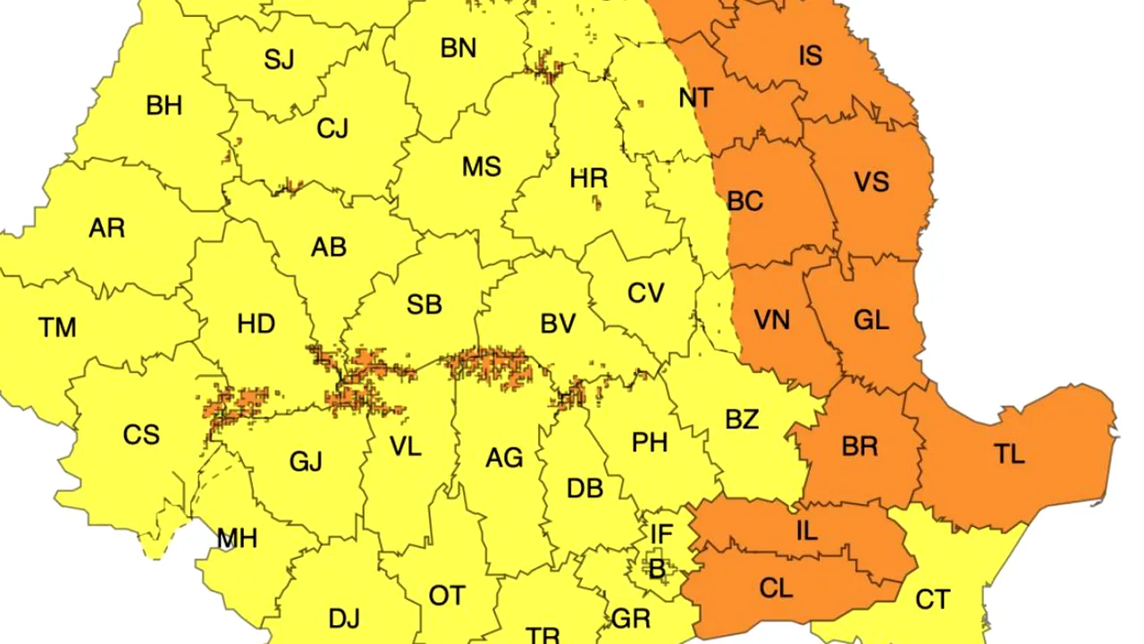 Vremea se răcește semnificativ. România, sub Cod Galben și Cod Portocaliu de vânt
