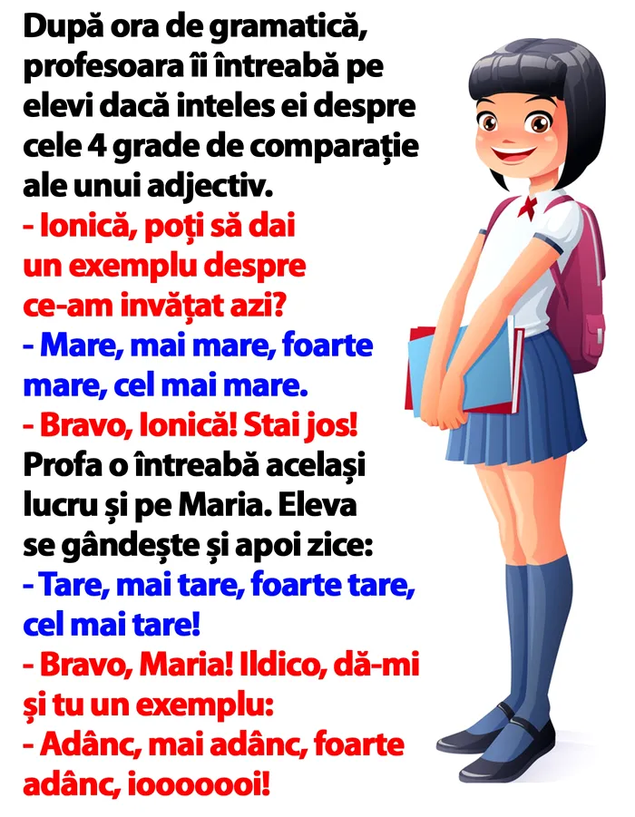 Bancul de luni | Cele 4 grade de comparație ale unui adjectiv: 