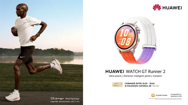 (P) HUAWEI și „regele maratonului” au creat împreună noul WATCH GT Runner 2, cel mai ușor ceas metalic pentru alergare din industrie