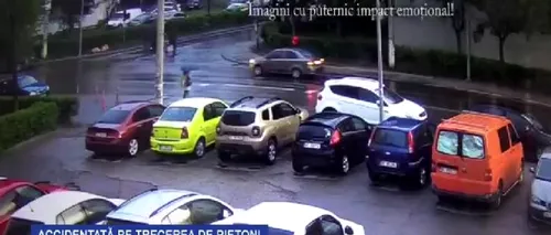 VIDEO | Un taximetrist A LOVIT DIN PLIN o tânără care se afla pe trecerea de pietoni! Femeia a fost aruncată câțiva metri în aer