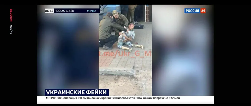 VIDEO | Presa rusă de stat a publicat „dovada” că masacrul de la Bucha este un „fake news” fabricat de Ucraina. În realitate, acele imagini sunt dintr-un serial filmat în Sankt Petersburg