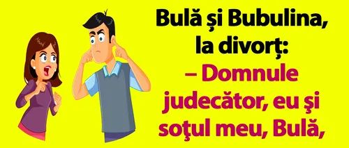 BANC | Bulă și Bubulina, la divorț: Domnule judecător, nu am mai avut relații de foarte mult timp