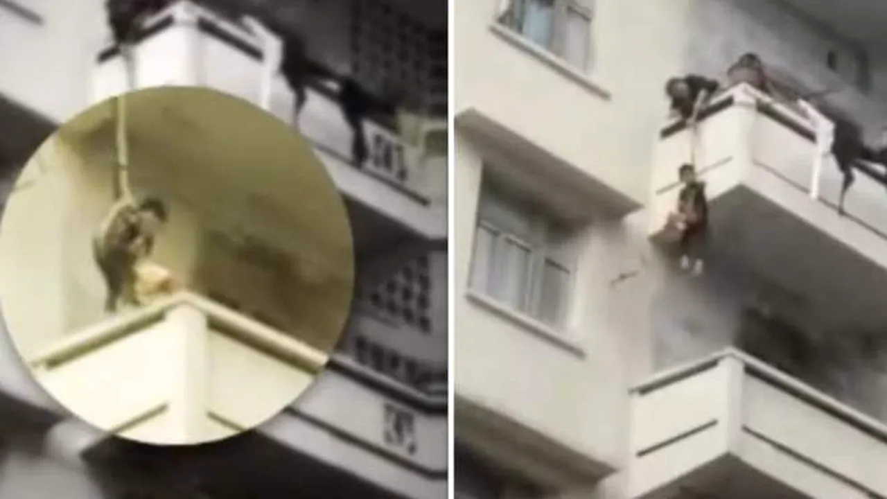 O bunică i-a pus viața în pericol nepotului ei pentru a-și salva pisica / Femeia l-a legat pe copil de o frânghie și i-a dat drumul de la balcon