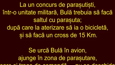 Bancul de marți | Bulă sare cu parașuta