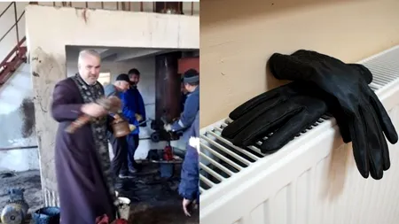 Imagini incredibile în Motru. 15.000 de oameni stau în frig, în timp ce un preot a venit să sfințească locul avariei