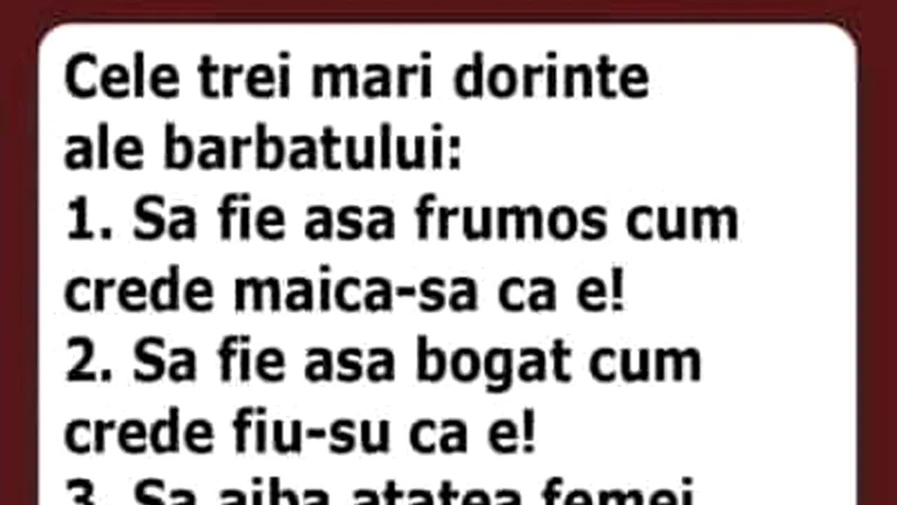 BANCUL ZILEI | Cele 3 mari dorințe ale bărbaților