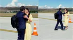 Moment de tandrețe între Nicușor Dan și Mihaela Grădinaru pe pista aeroportului, în drum spre Adunarea Generală a ONU. Președintele o sărută în văzul tuturor și publică imaginile pe contul său oficial