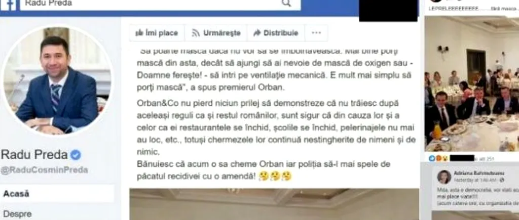 Fake news despre Ludovic Orban, promovat de un senator PSD și Adriana Bamhuțeanu: Poze din 2018, distribuite ca fiind din timpul pandemiei - FOTO