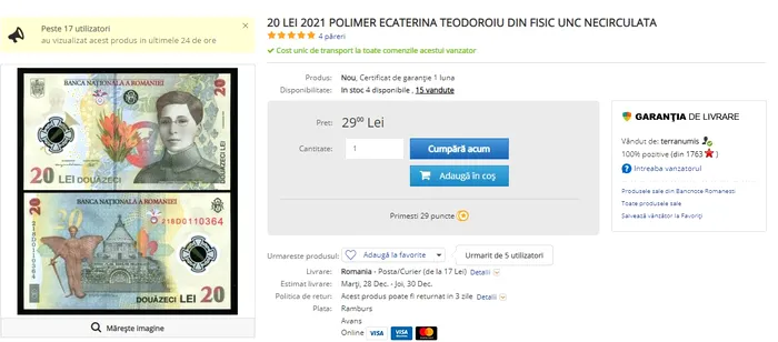 Anunțuri de vânzare a bancnotelor de 20 de lei