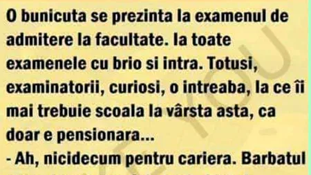 Bancul de luni | Pensionara și admiterea la facultate