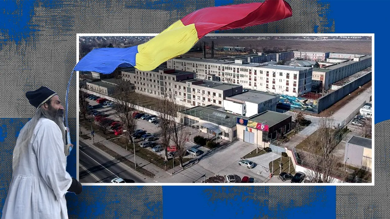 Stegarul dac s-a cățărat pe acoperișul unei clădiri din curtea Penitenciarului Rahova. Ce vrea, de data aceasta, faimosul protestatar