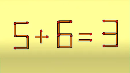 Test de inteligență | Corectați 5 + 6 = 3, mutând un singur băț de chibrit