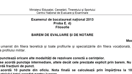 BACALAUREAT 2013. EDU.RO - Subiecte  BAC 2013 - proba scrisă la filosofie