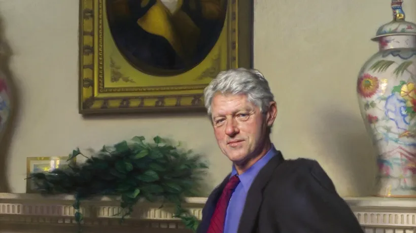 MESAJUL ASCUNS din tabloul lui Bill Clinton, amplasat în muzeul Smithsonian. „Priviți cu atenție ce se află în dreapta președintelui...