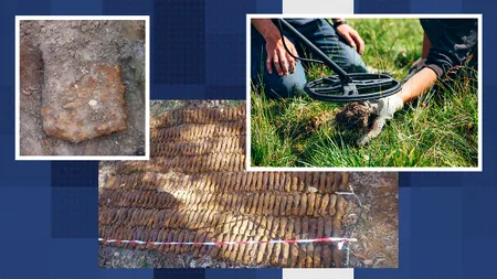 Arsenal descoperit în Argeş. 600 de bombe cu aruncător scoase la suprafaţă de un detector de metale