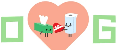 Google le urează internauților Happy Valentine's Day, printr-un logo special