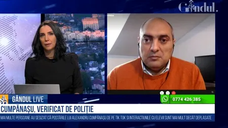 GÂNDUL LIVE. Cazul Cumpănașu, dezbătut de Gelu Duminică: „Ar trebui să ne întrebăm ce facem noi, astfel încât asemenea personaje să nu mai fie consumate”