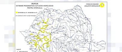 <span style='background-color: #209cc9; color: #fff; ' class='highlight text-uppercase'>ULTIMA ORĂ</span> Cod Galben de viituri și inundații în bazinele hidrografice din Vestul și Sud-Vestul României