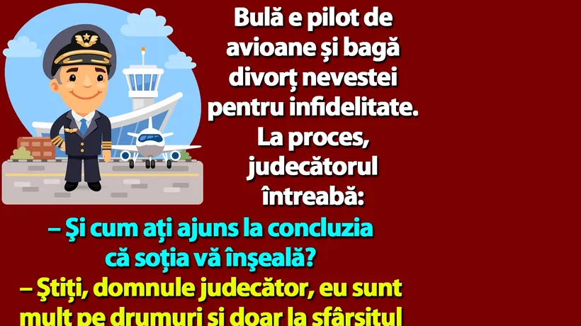 BANC | Bulă e pilot de avioane și bagă divorţ nevestei pentru infidelitate