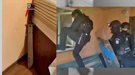 Imagini spectaculoase. Un agresor a fost CAPTURAT de mascați în timp ce dormea cu maceta la capul patului