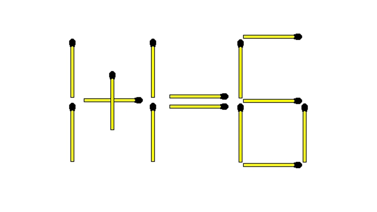 TEST IQ cu 2 soluții | Elimină un băț de chibrit și mută un alt băț pentru a rezolva egalitatea: 1+1=6