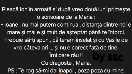 Bancul de miercuri | Ion, armata și scrisoarea de la Maria