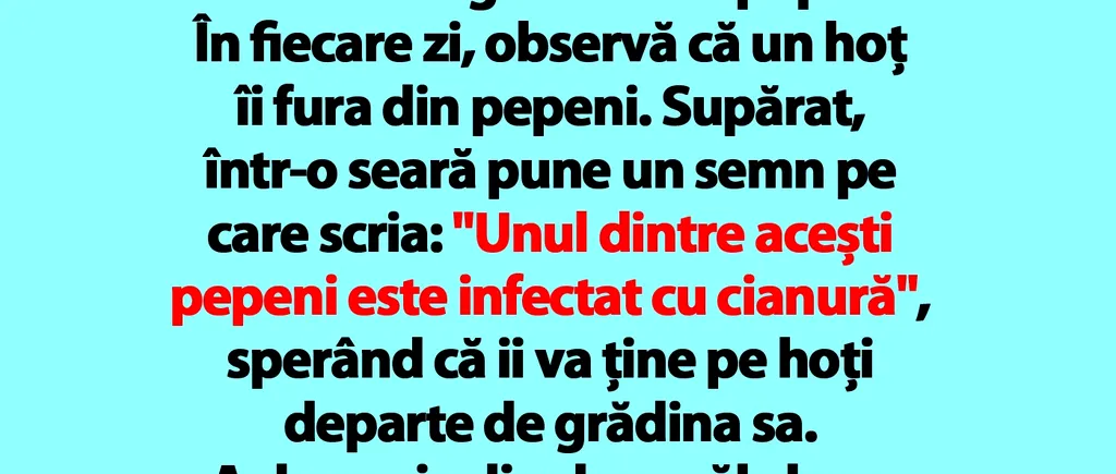 BANC | Bulă avea o grădină de pepeni. În fiecare zi, observă că un hoț îi fura câte unul