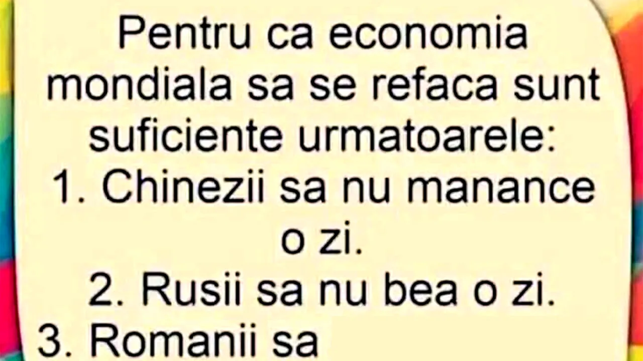 Bancul de duminică | Cele 3 reguli pentru refacerea economiei mondiale