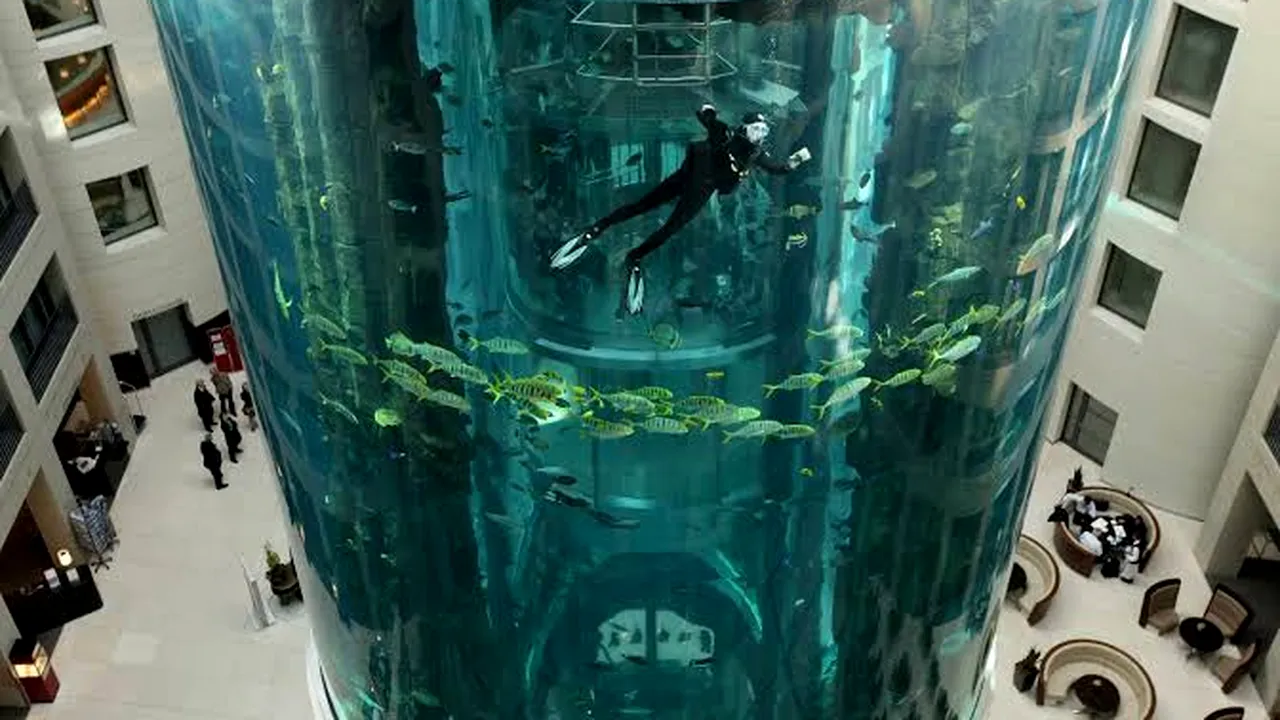 Cel mai mare acvariu cilindric din lume a explodat! Un milion de litri de apă și 1500 de pești exotici, împrăștiați pe o arteră importantă din Berlin | VIDEO