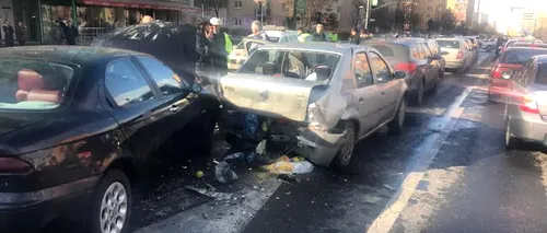 Accident cu opt autoturisme în Brașov. Doi copii, printre răniți. FOTO și VIDEO